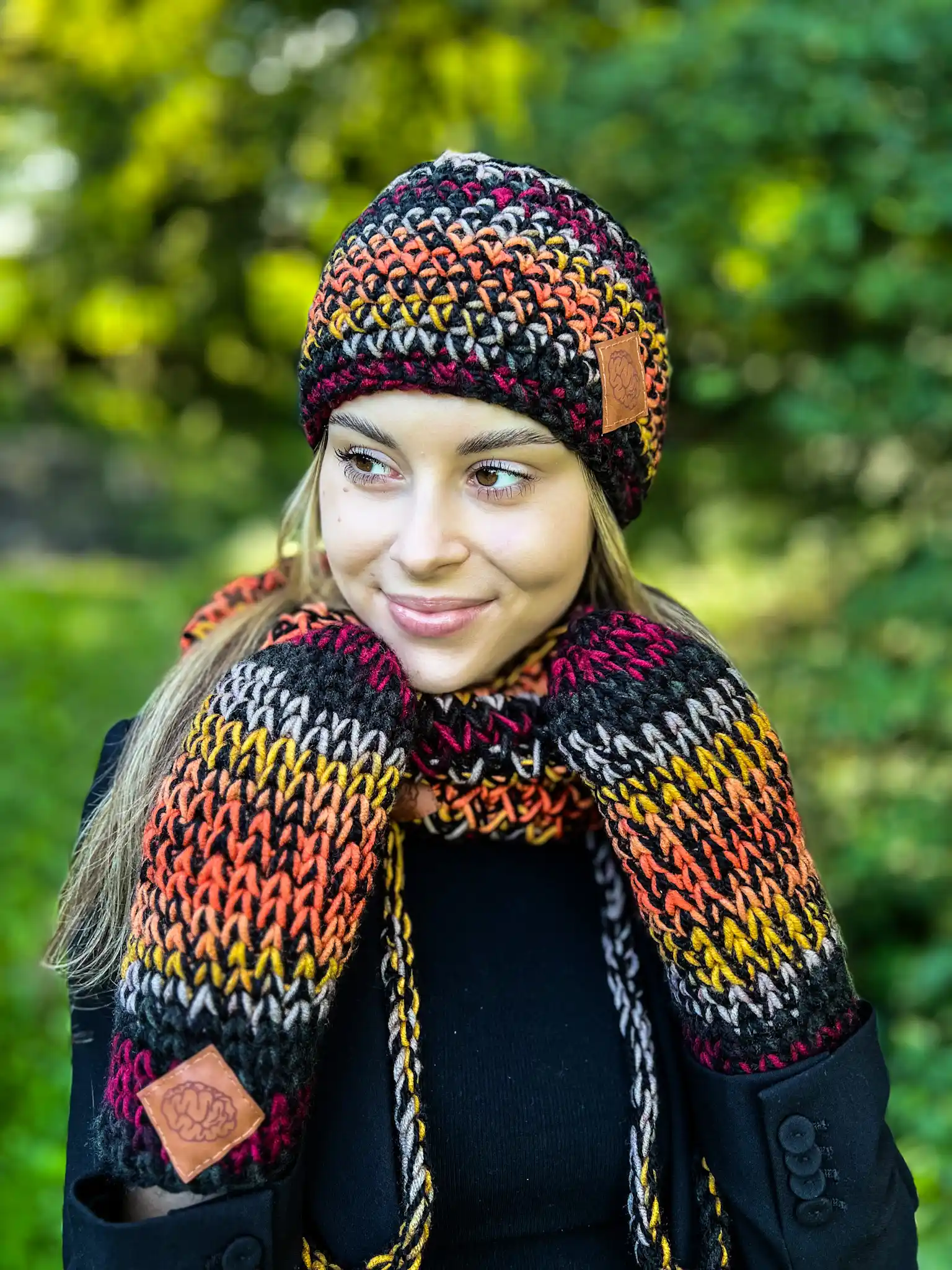 Ciepła opaska zimowa ,,Ciemna jesień" 37 zimowa opaska handmade