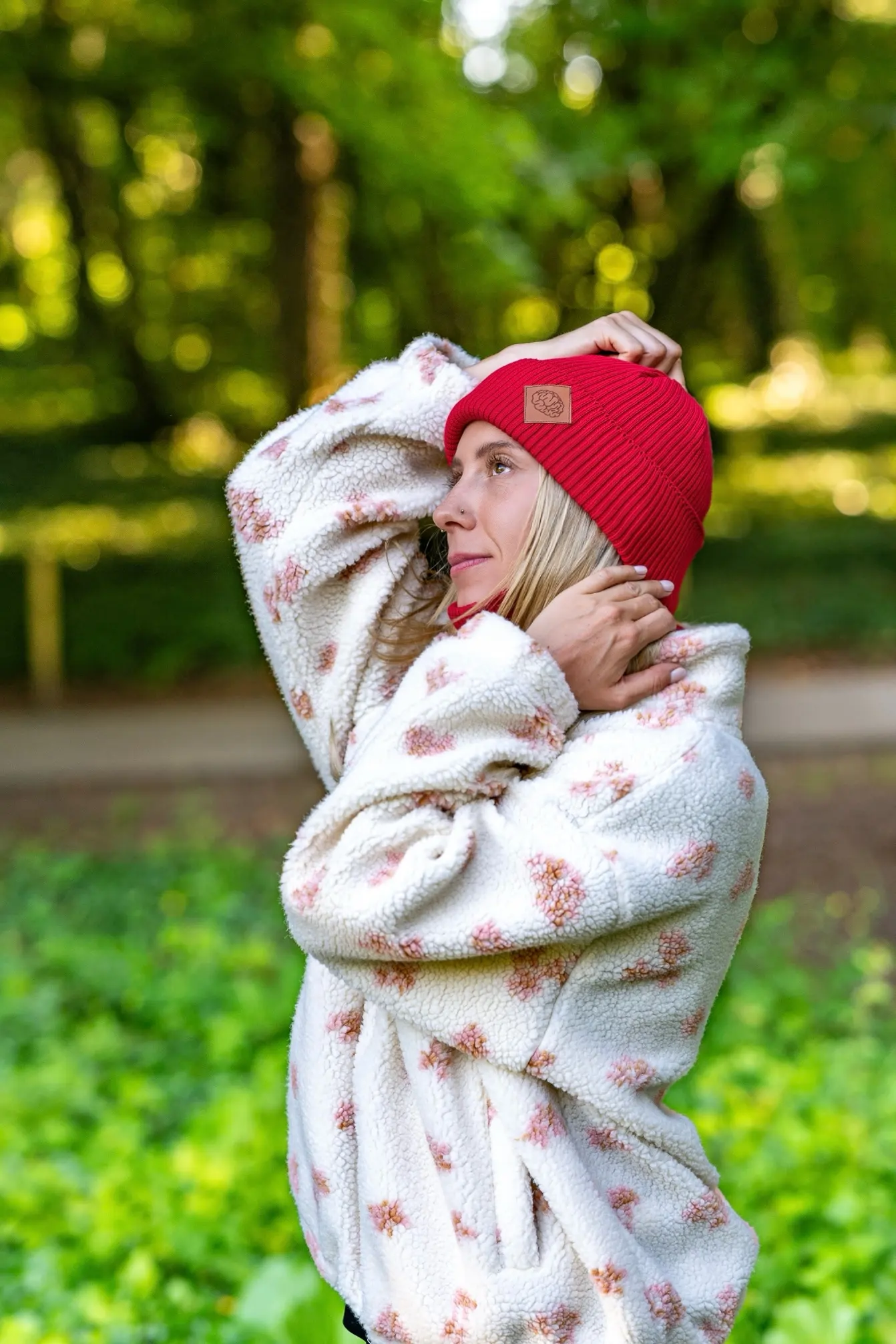 Bawełniana czapka beanie logo ekoskórka "Czerwony" 106 bawełniana beanie