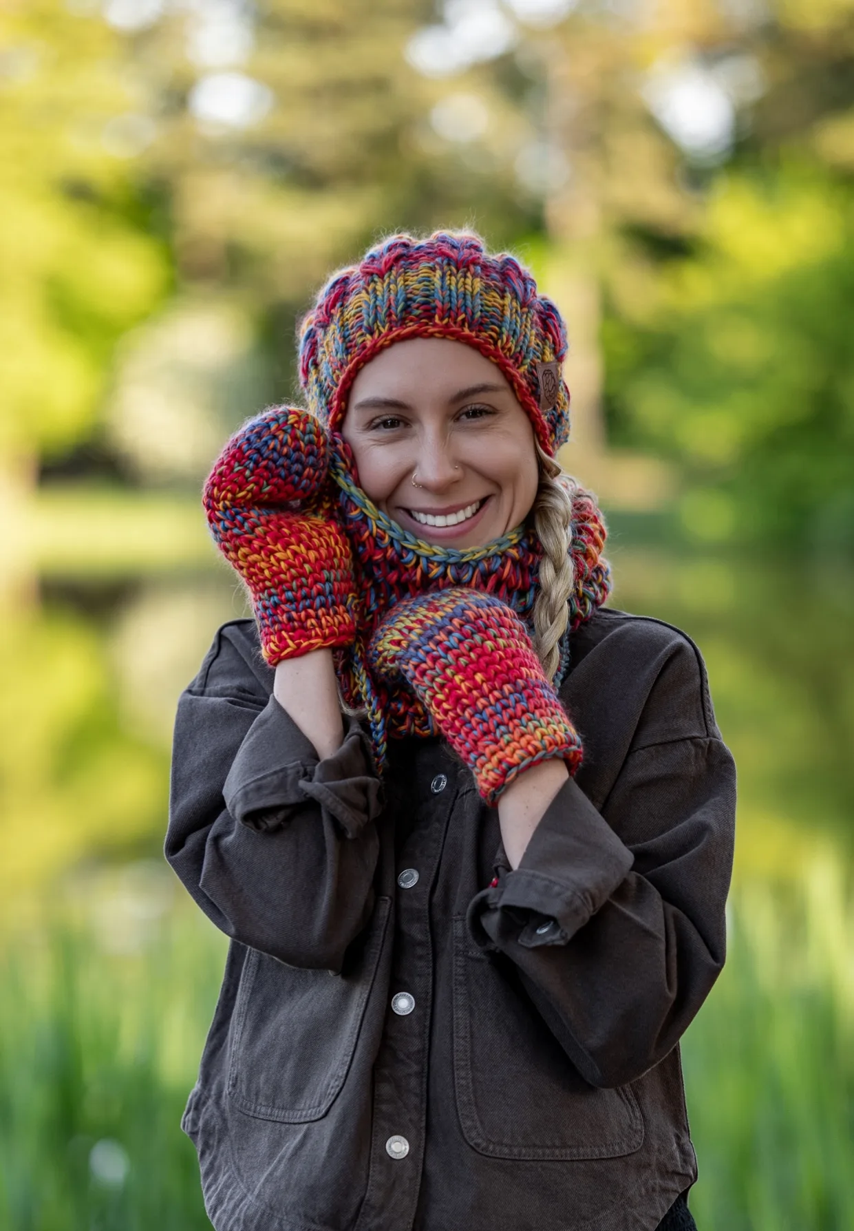 Rękawiczki MERINO 100% "Przygaszone Czerwienie" 41 ciepła czapka damska merino