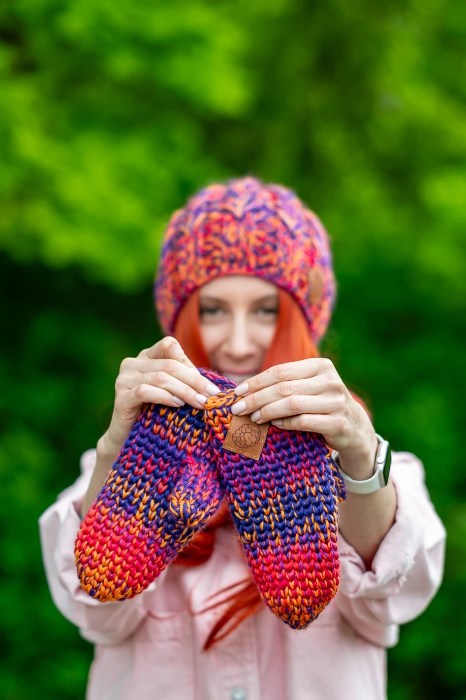 Rękawiczki MERINO 100% "Fiolety" 76 ciepłe rękawiczki merino