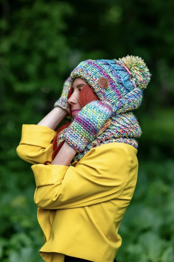Komin MERINO 100% „Cukierki” 16 ciepły zestaw merino