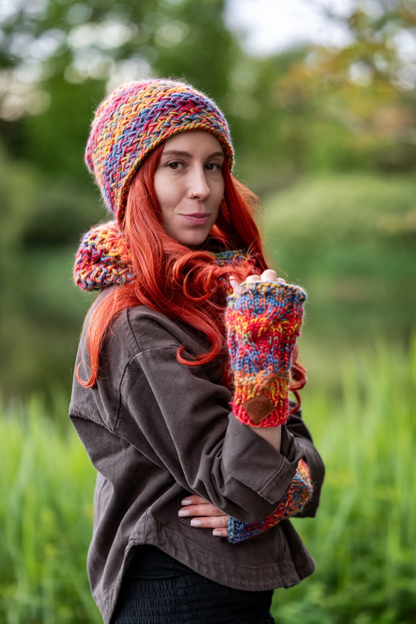 Czapka MERINO 100% "Przygaszone Czerwienie" EXPLORER 30 czapka handmade merino damska
