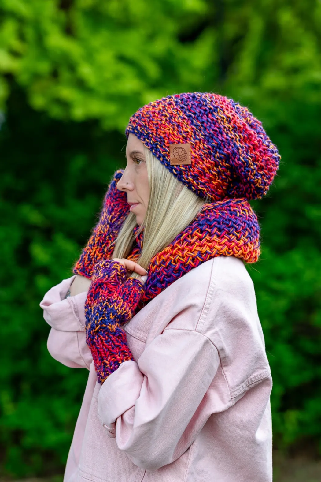 Mały komin MERINO 100% "Fiolety" 95 czapka i komin merino