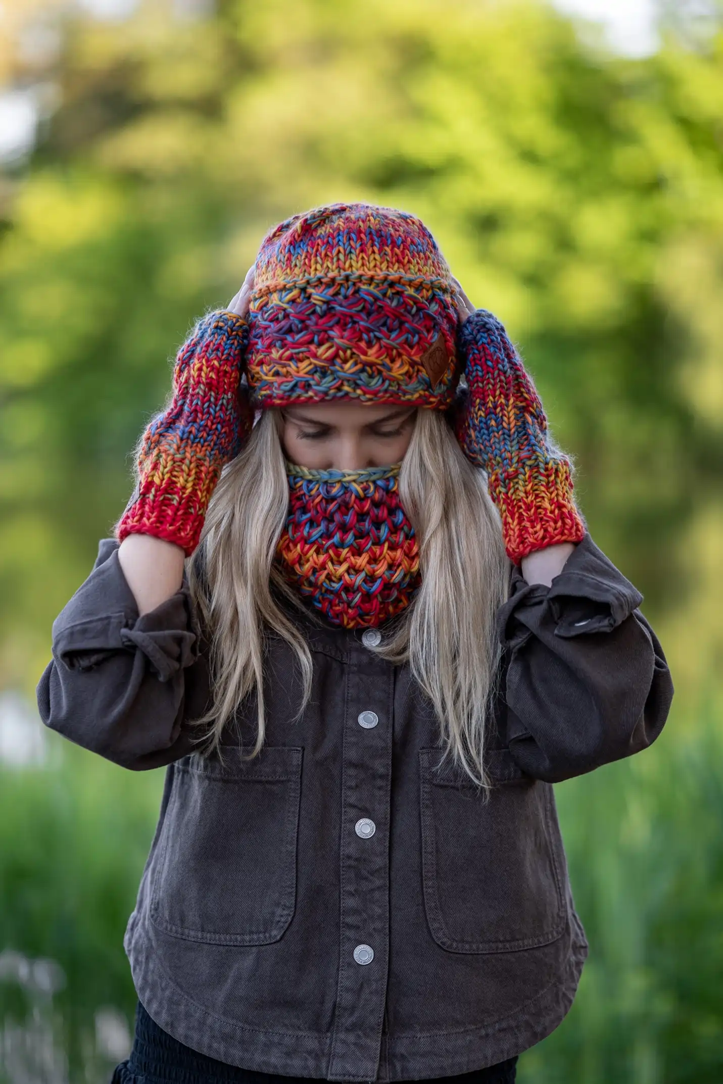 Czapka MERINO 100% Hope "Przygaszone Czerwienie" + podszewka BAWEŁNA 156 czapka merino damska bez pompona