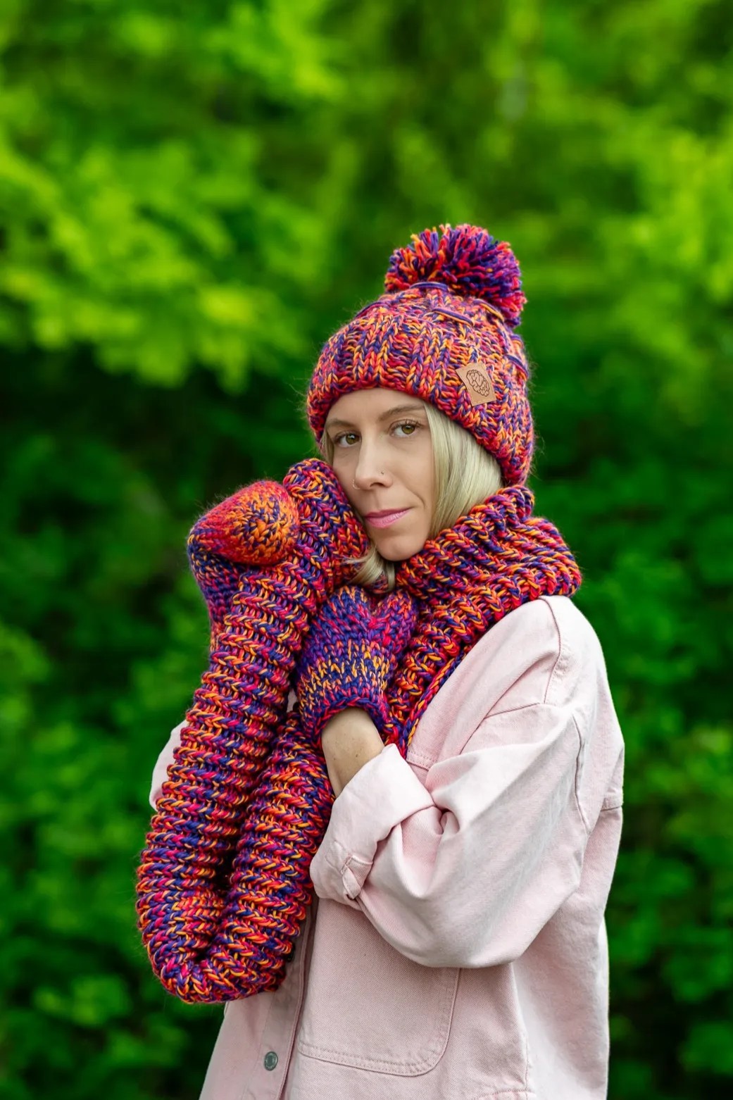 Czapka MERINO 100% Euforia "Fiolety" 52 czapka merino z pomponem