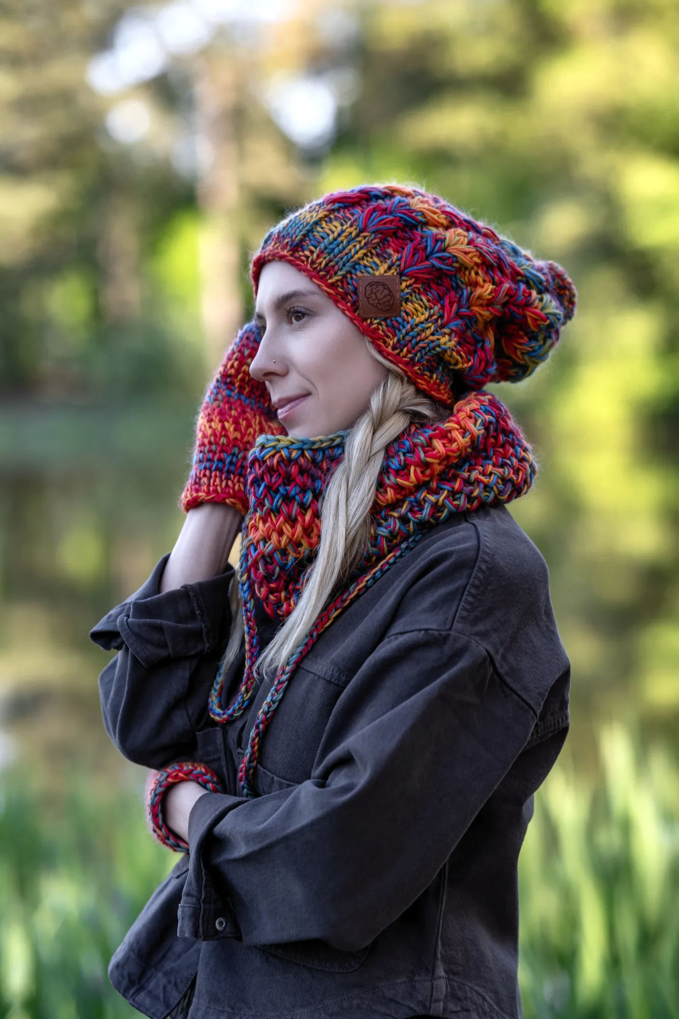 Czapka MERINO Smile "Przygaszone Czerwienie" + podszewka BAWEŁNA 76 czapka z wełny merynosa