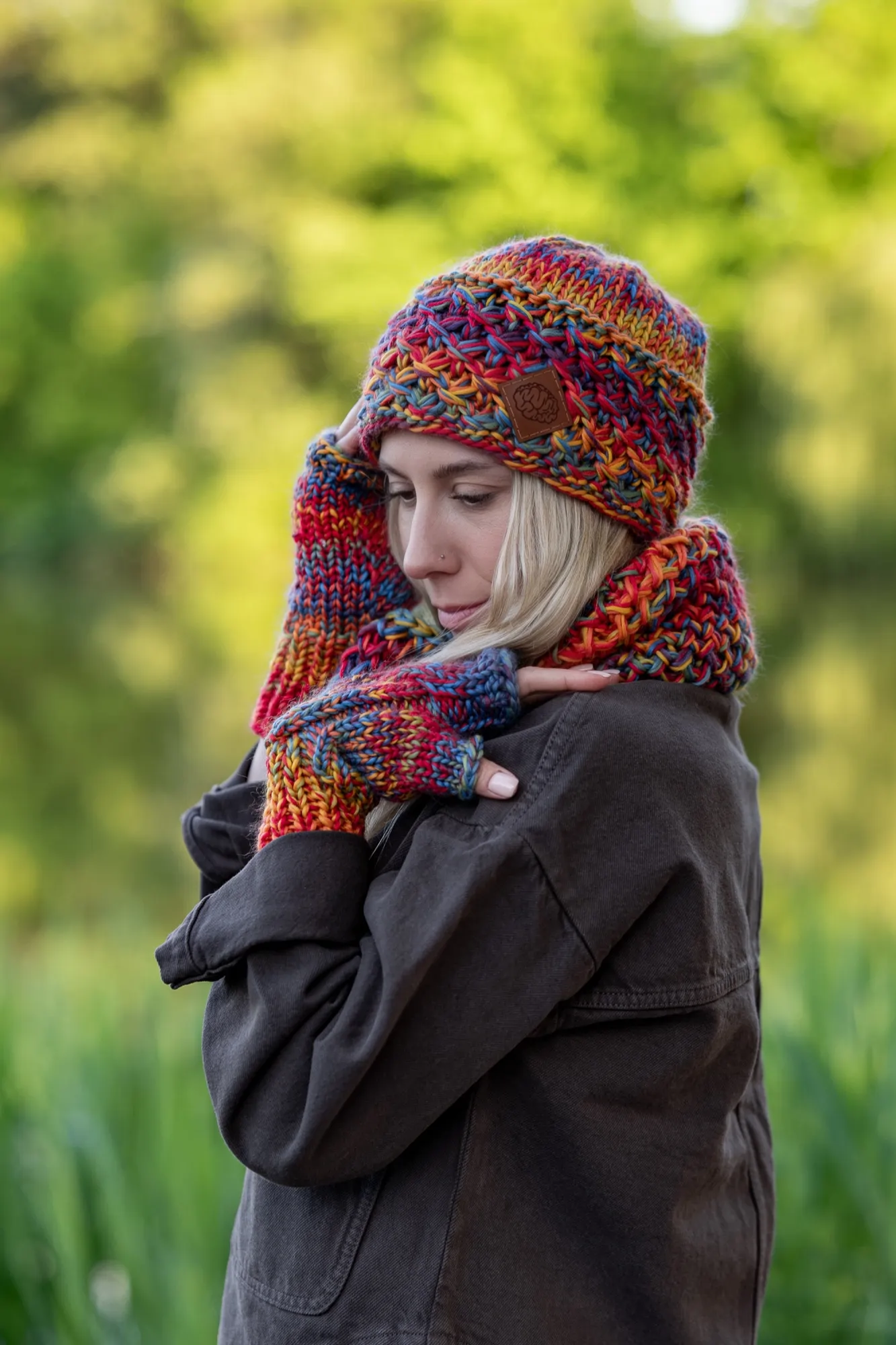 Czapka MERINO 100% Hope "Przygaszone Czerwienie" + podszewka BAWEŁNA 159 czapka zimowa damska merino
