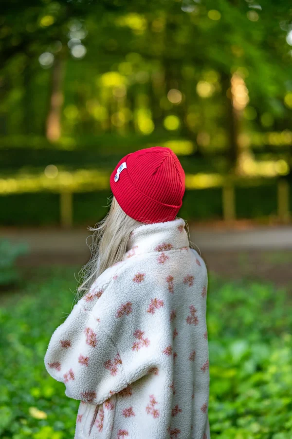 Czapka beanie z bawełny logo kolorowe "Czerwony" 9 damska beanie na wiosnę