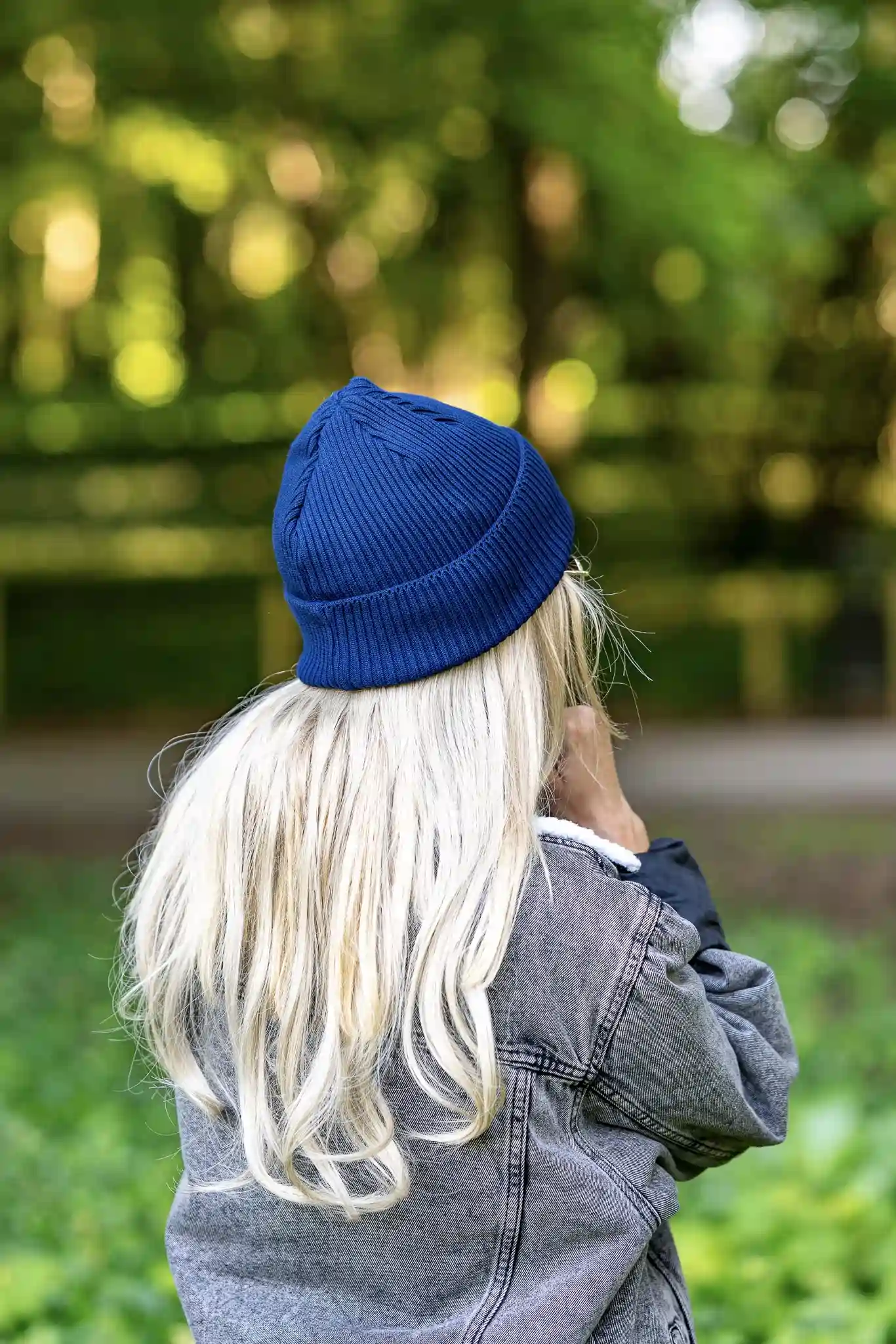 Damska czapka beanie z bawełny logo kolorowe "Ciemny Granat Navy" 94 damska czapka beanie