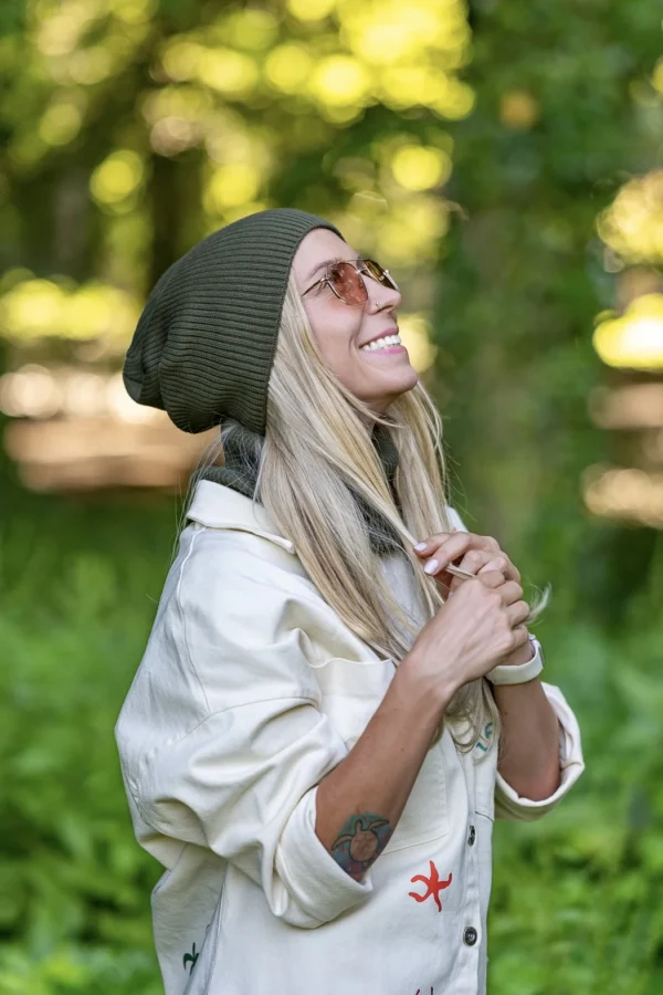 Damska czapka z bawełny logo kolorowe "Khaki Ciemny Zielony"