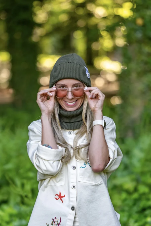 Bawełniany komin Damski "Khaki Ciemny Zielony”