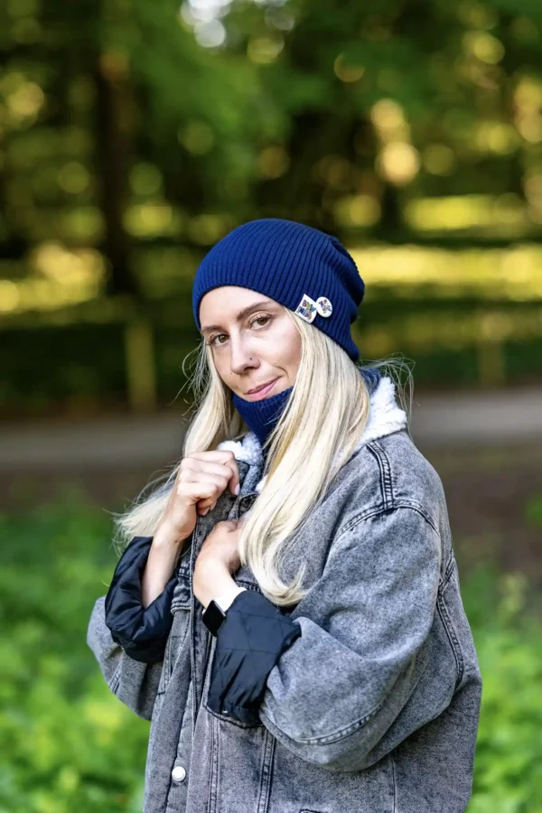 Damski Bawełniany komin "Ciemny Granat Navy” 9 damski komin na jesień