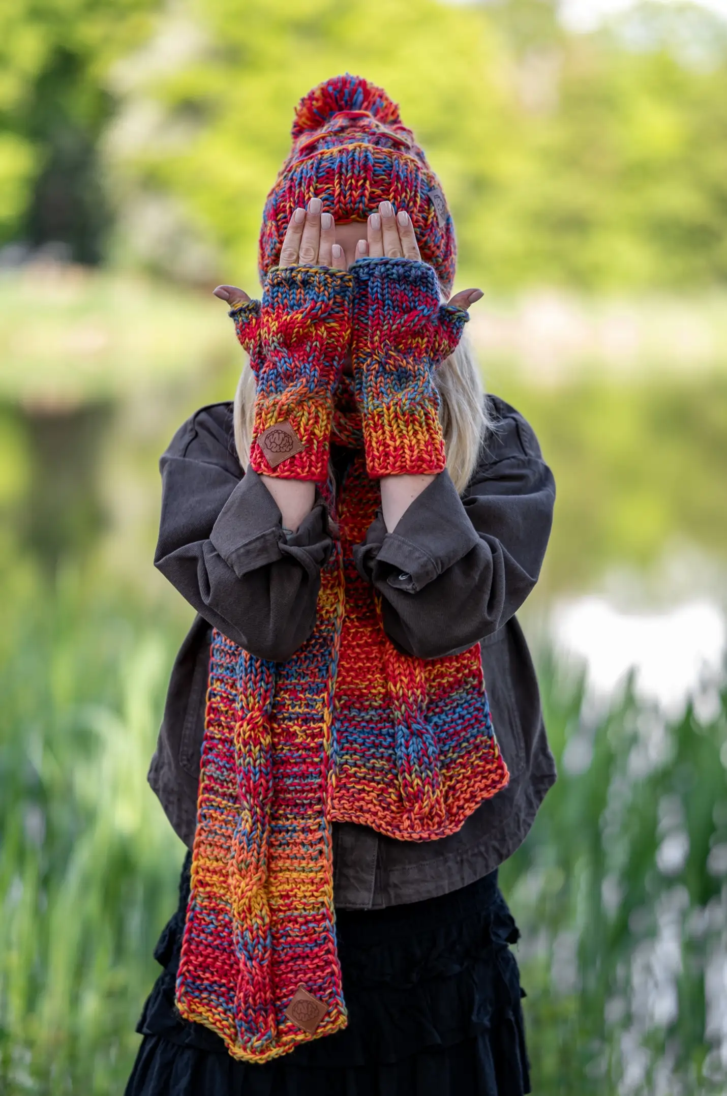 Mitenki MERINO ,,Przygaszone Czerwienie" 158 damskie mitenki merino