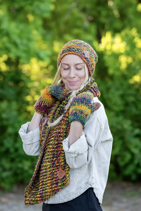 Komin MERINO 100% „Kolory” 25 dziergany komin premium