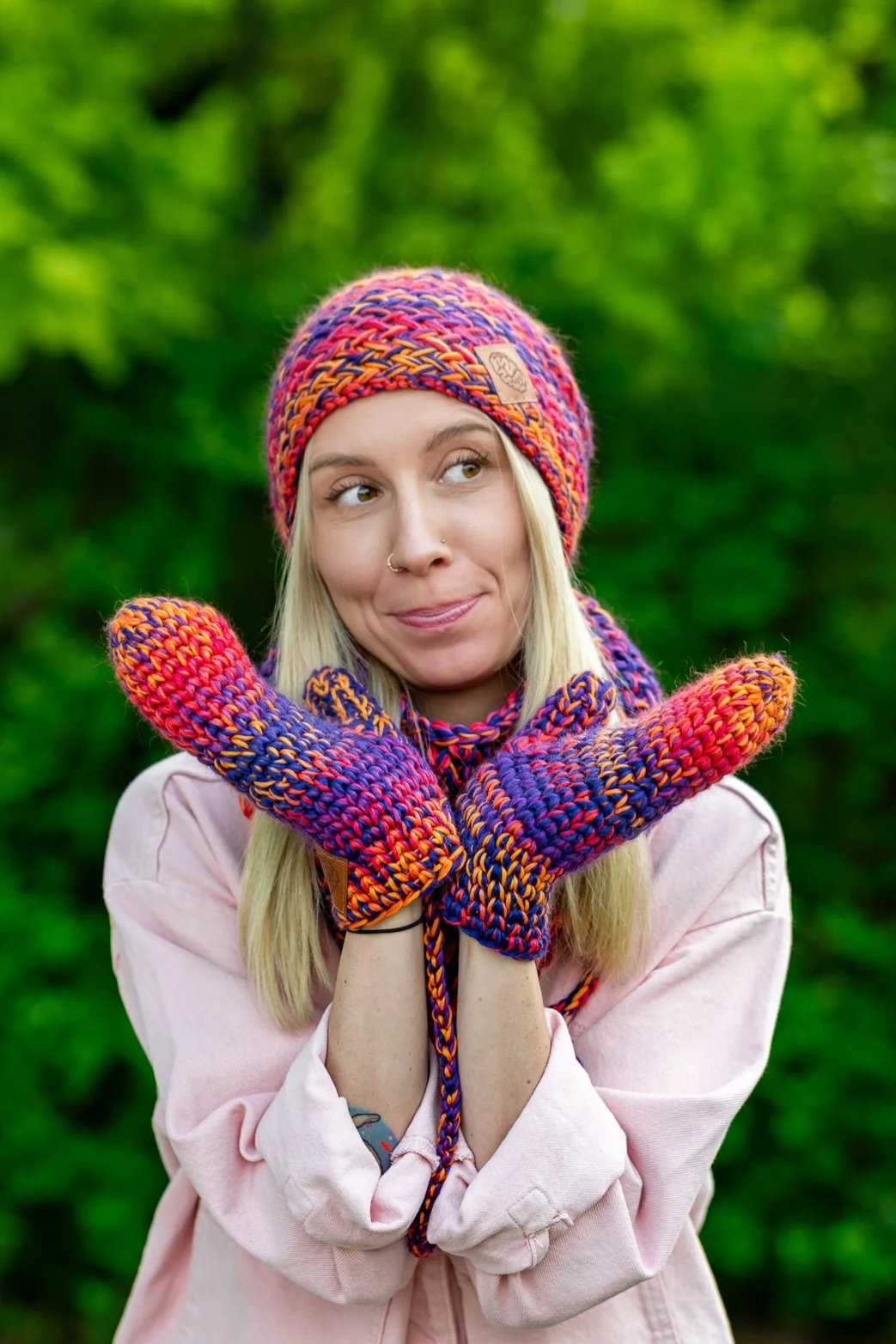 Rękawiczki MERINO 100% "Fiolety" 83 kolorowe rękawiczki merino