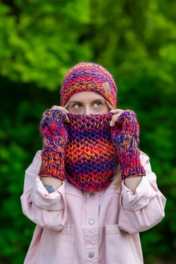 Mały komin MERINO 100% "Fiolety" 10 komin damski merino