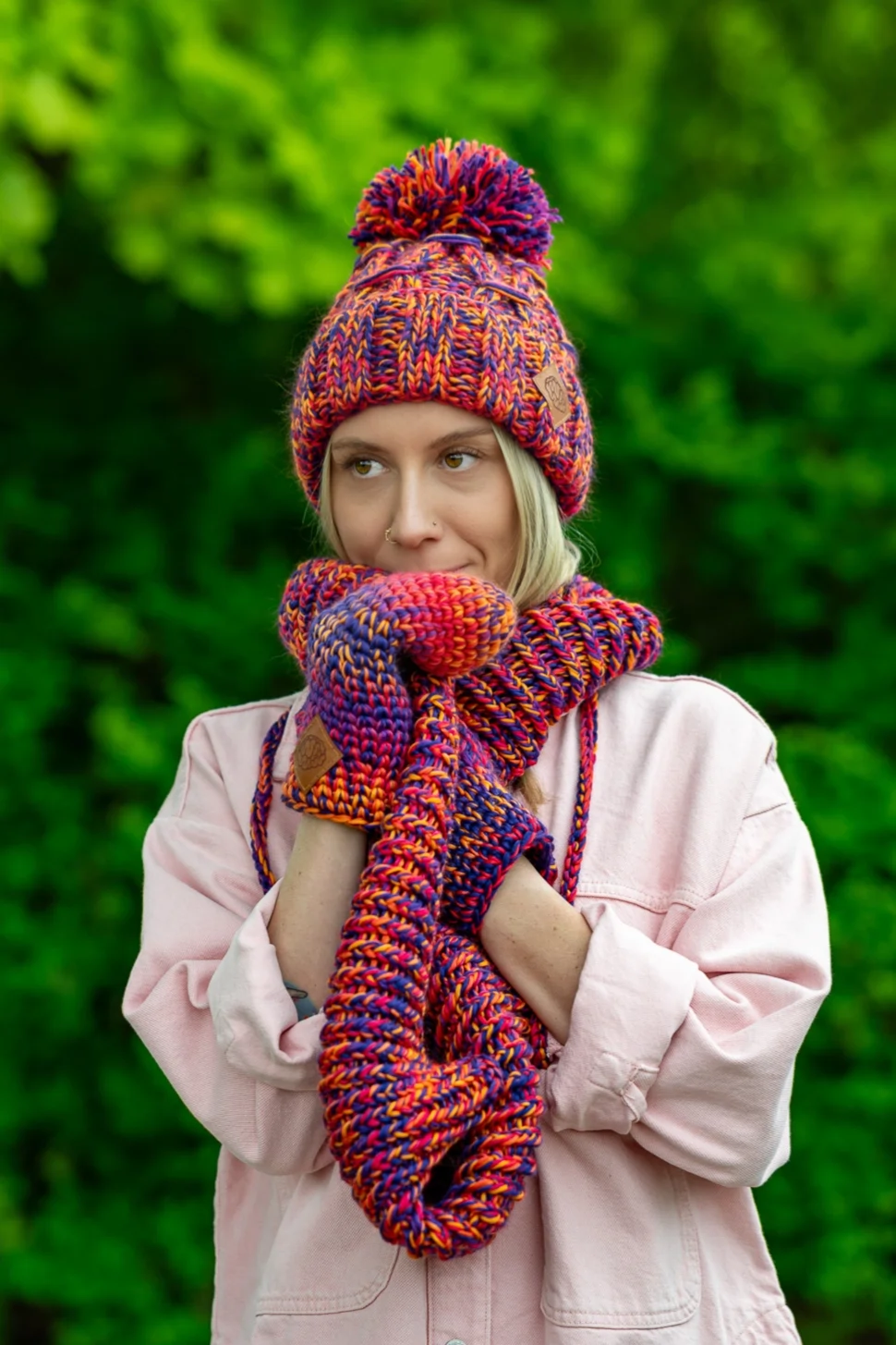 Rękawiczki MERINO 100% "Fiolety" 84 komin damski z alpaki