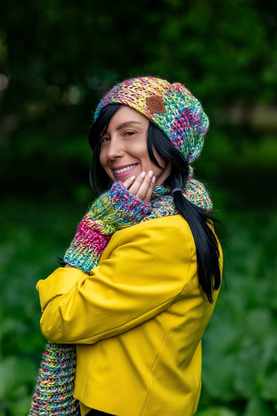 Mitenki MERINO 100% "Cukierki" 47 komin i mitenki merino