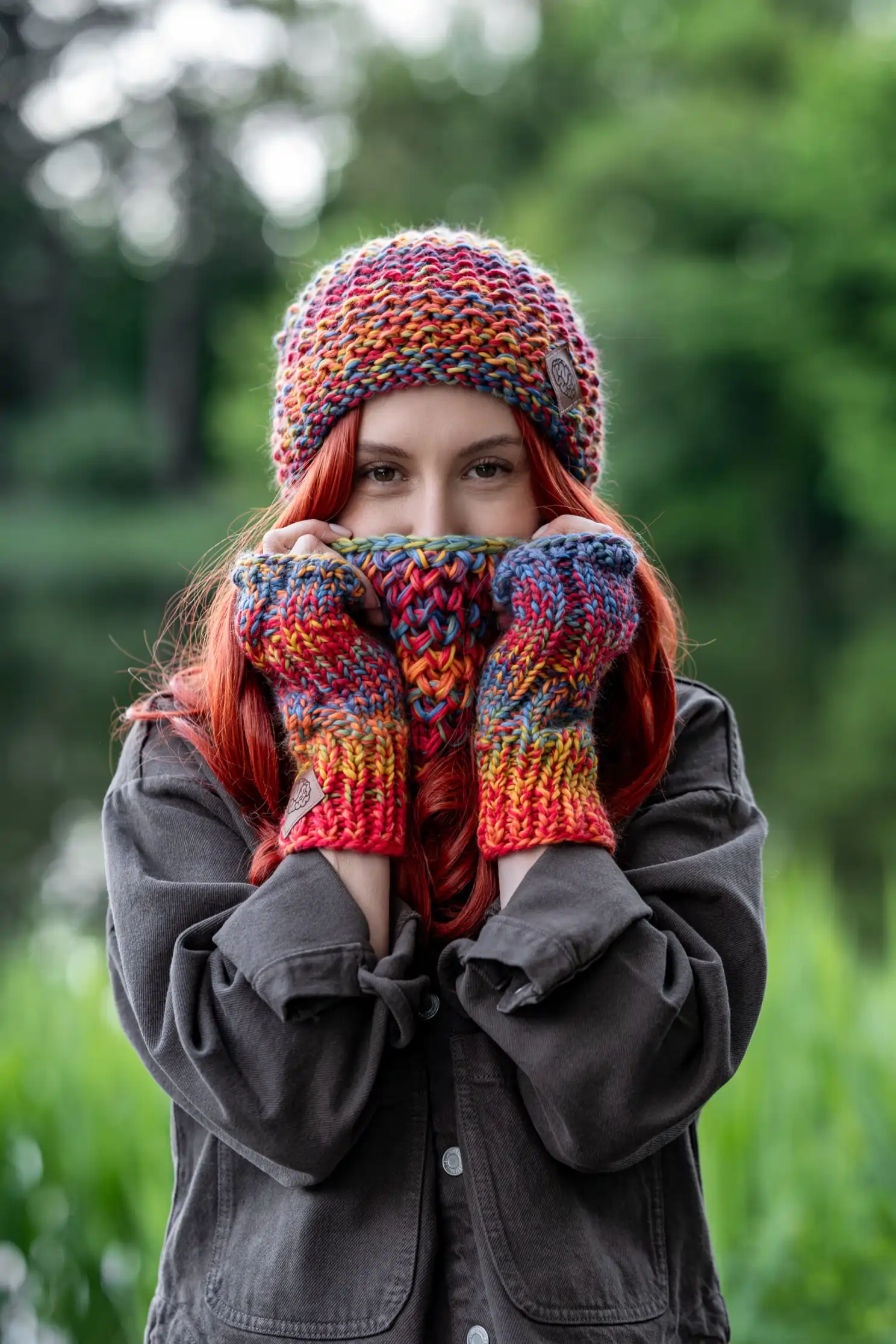 Mały komin MERINO 100% "Przygaszone Czerwienie" 83 mały komin merino damski