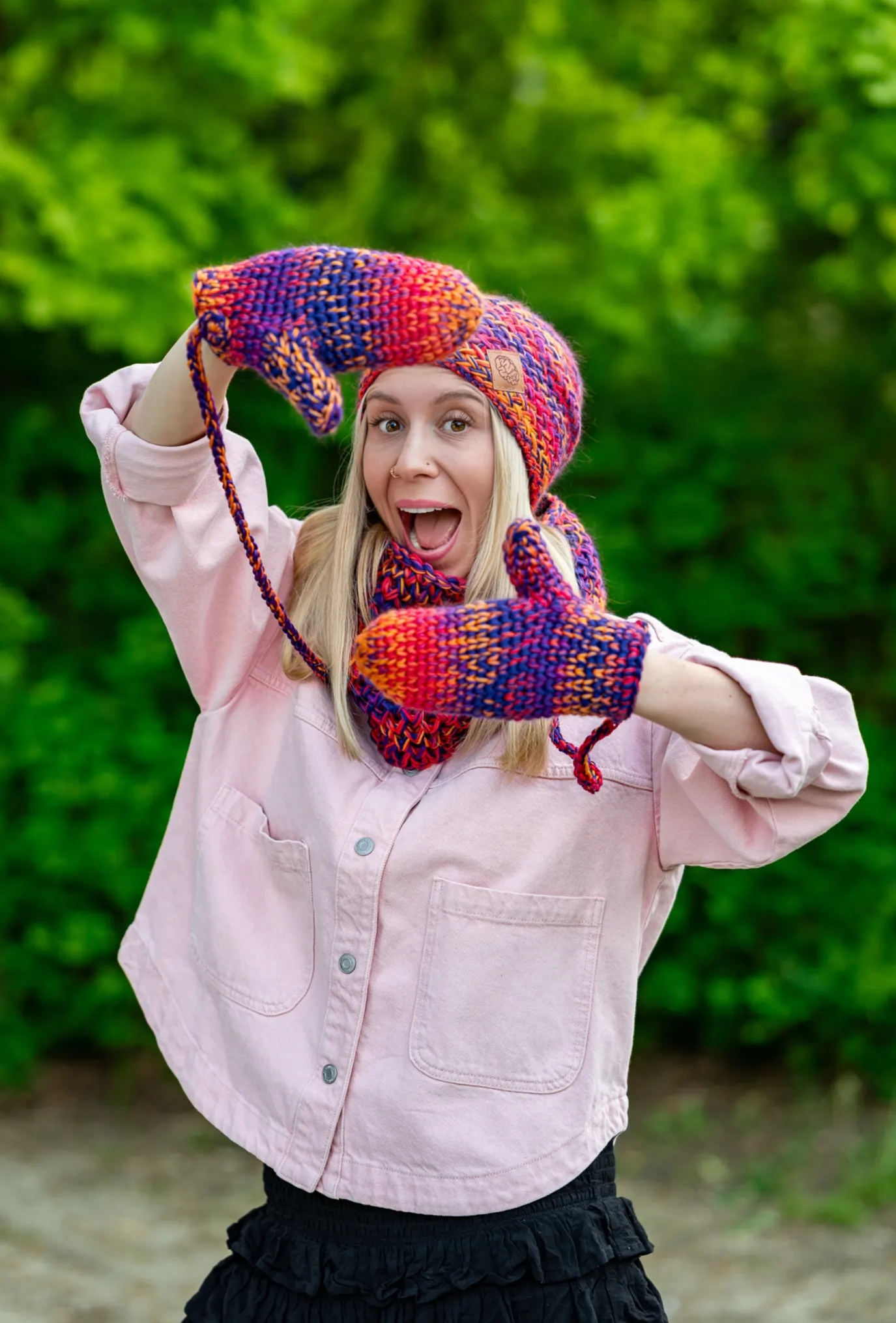 Rękawiczki MERINO 100% "Fiolety" 87 merino rękawiczki ze sznurkiem