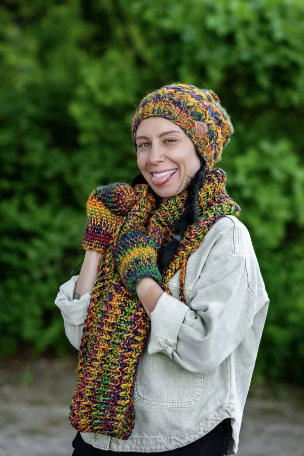 Komin MERINO 100% „Kolory” 21 modny komin na dzimę