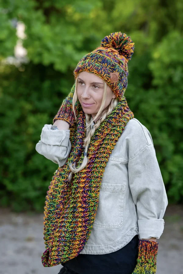 Komin MERINO 100% „Kolory” 20 obszerny komin z merino