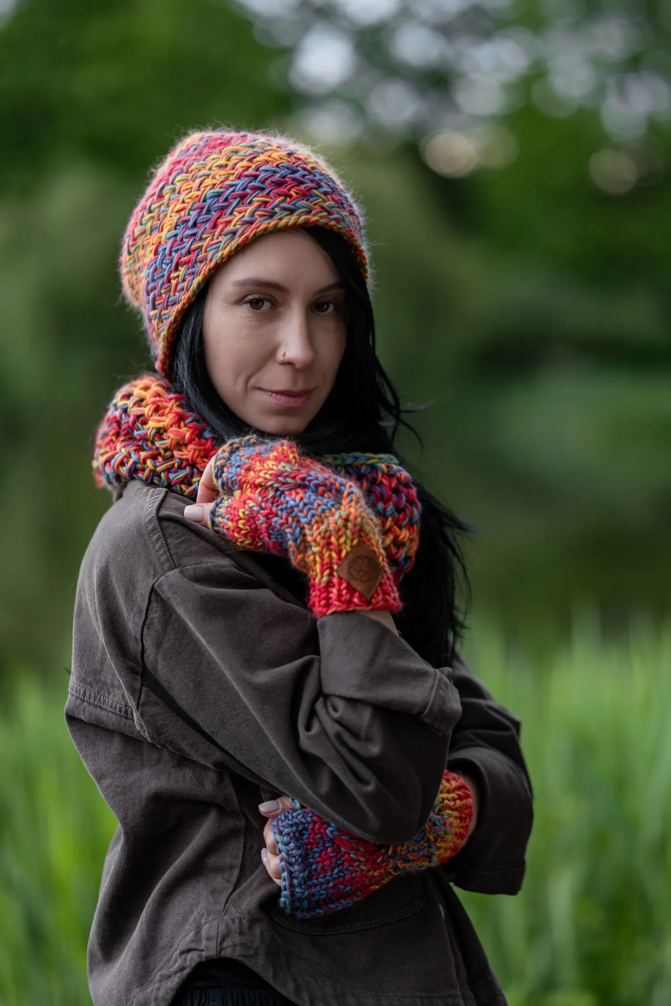 Czapka MERINO 100% "Przygaszone Czerwienie" EXPLORER 37 ręcznie robiona czapka merino