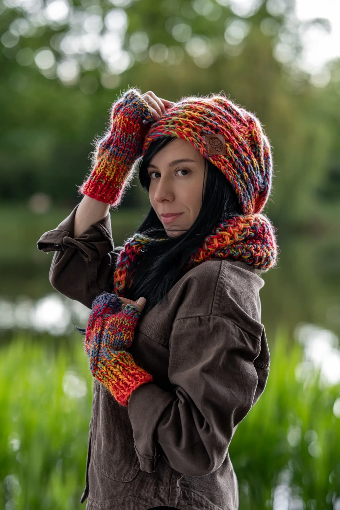 Czapka MERINO 100% This is it "Przygaszone Czerwienie" 177 ręcznie robiona czapka merino