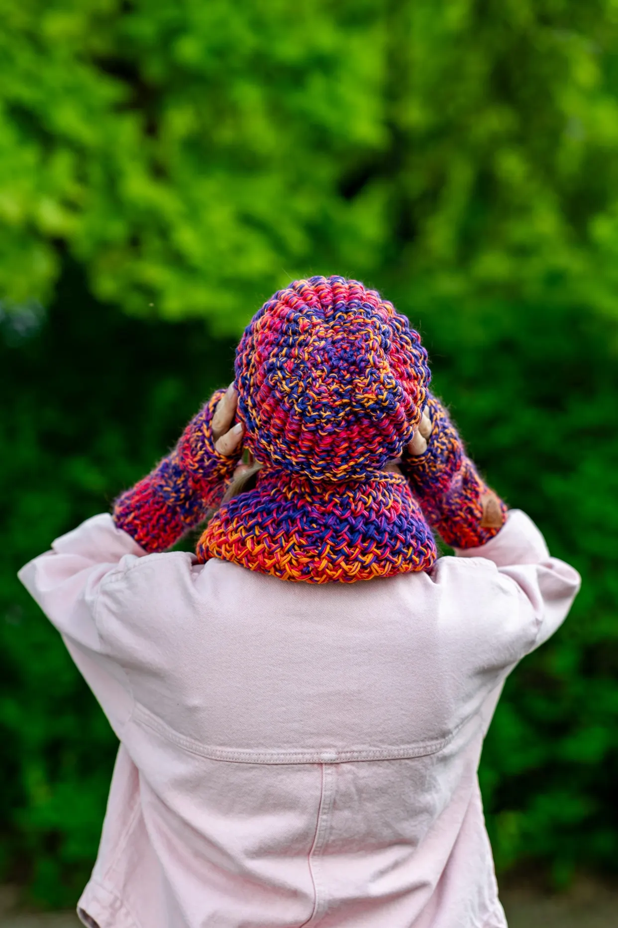 Czapka MERINO Neverland "Fiolety" + podszewka BAWEŁNA 105 ręcznie robiona czapka merino