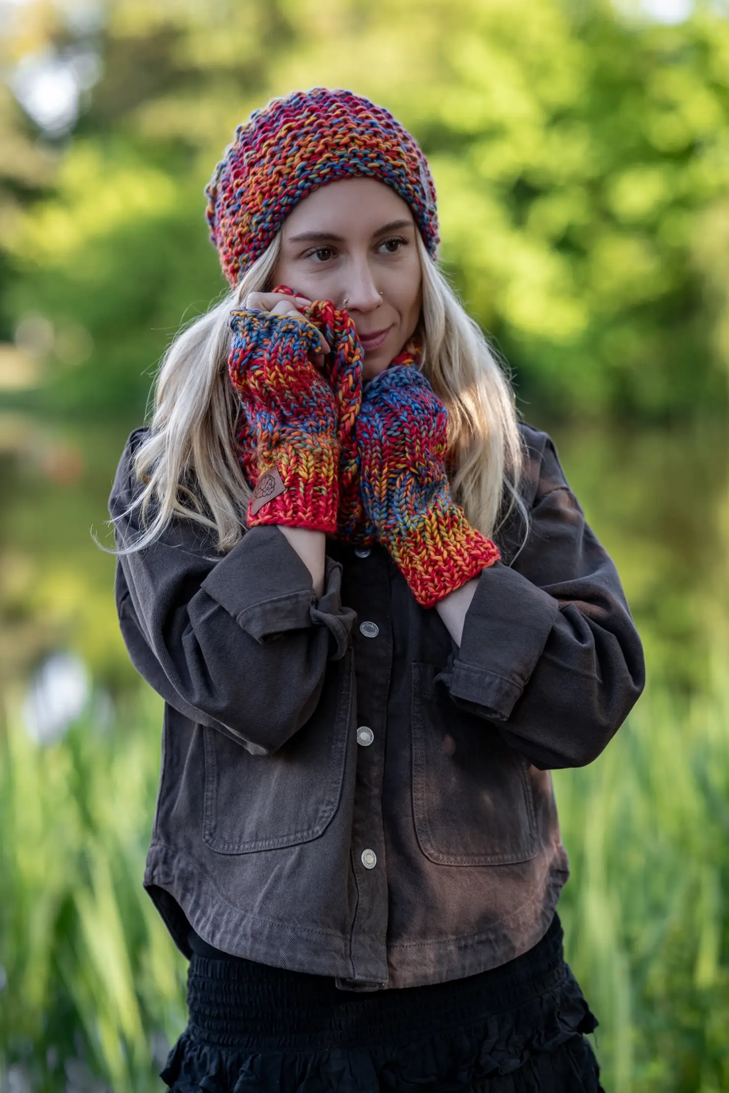 Czapka MERINO Neverland "Przygaszone Czerwienie" + podszewka BAWEŁNA 25 ręcznie robiona czapka merino