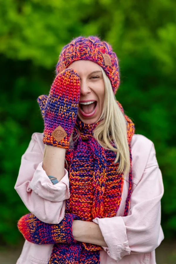 Rękawiczki MERINO 100% "Fiolety" 34 rękawiczki damskie z merynosa