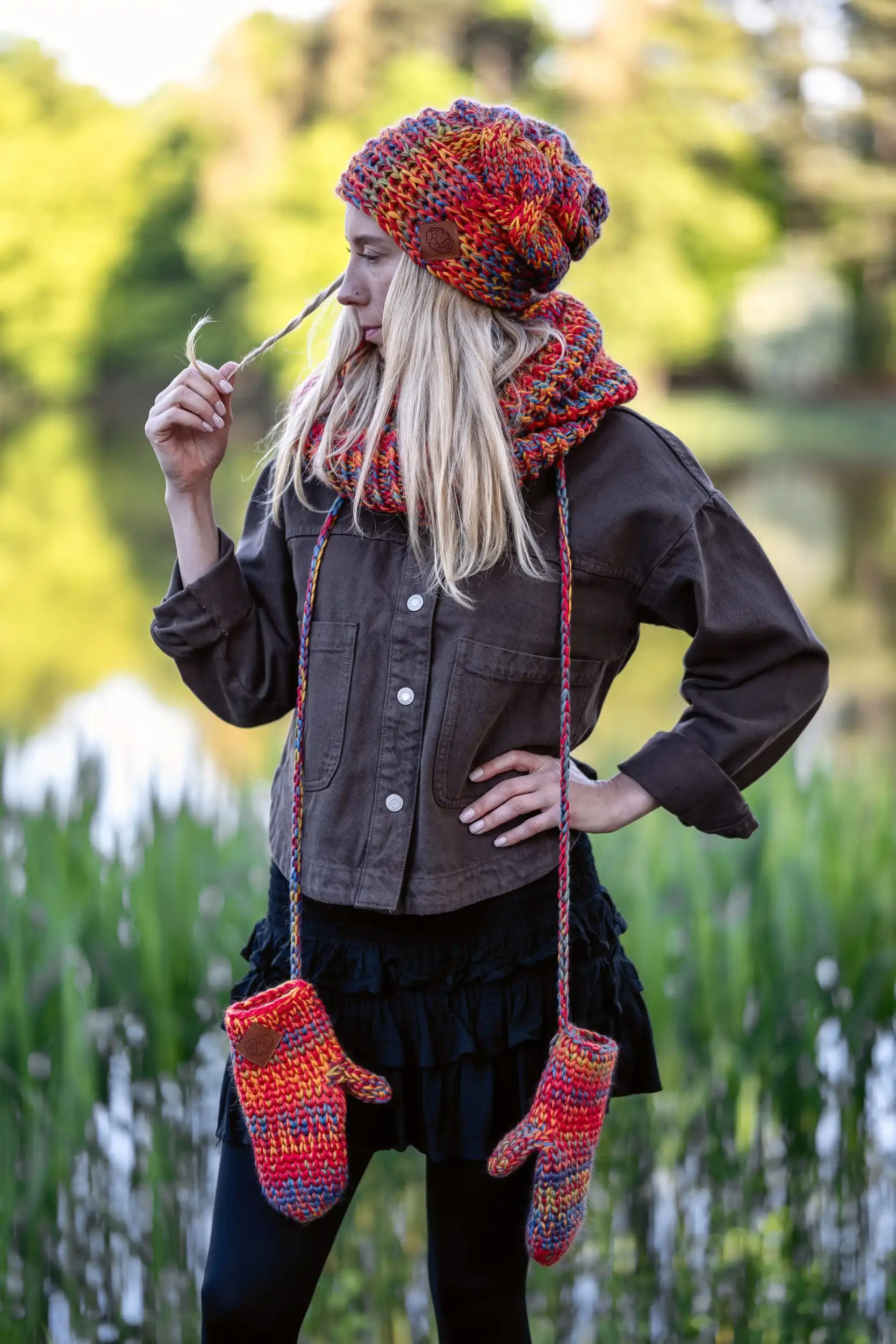 Rękawiczki MERINO 100% "Przygaszone Czerwienie" 42 rękawiczki z wełny merino