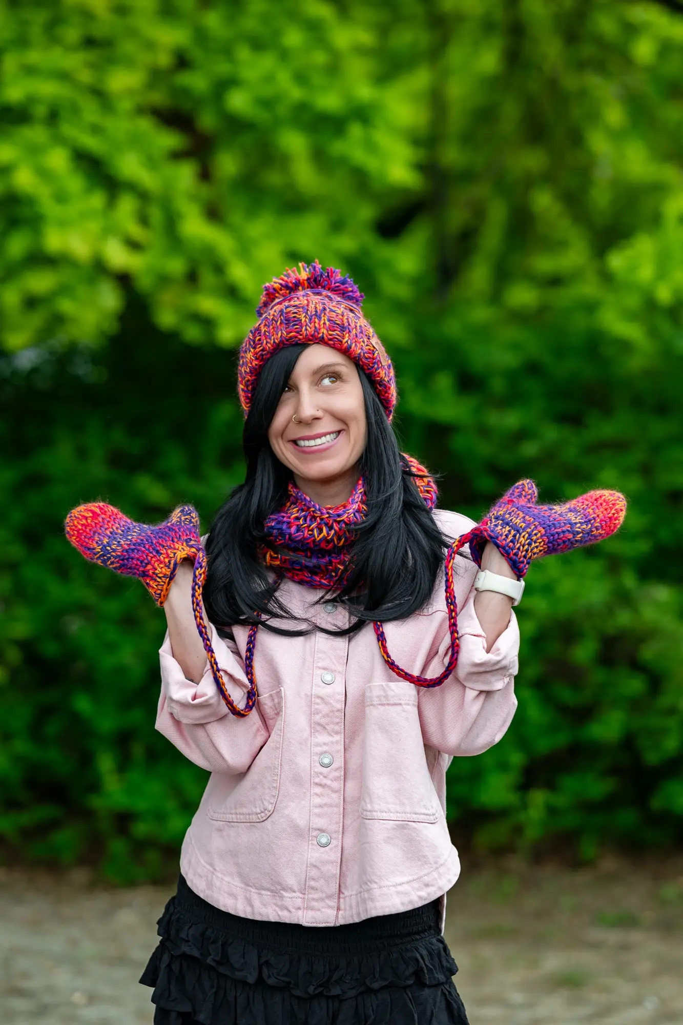 Rękawiczki MERINO 100% "Fiolety" 92 rękawiczki ze sznurkiem merino