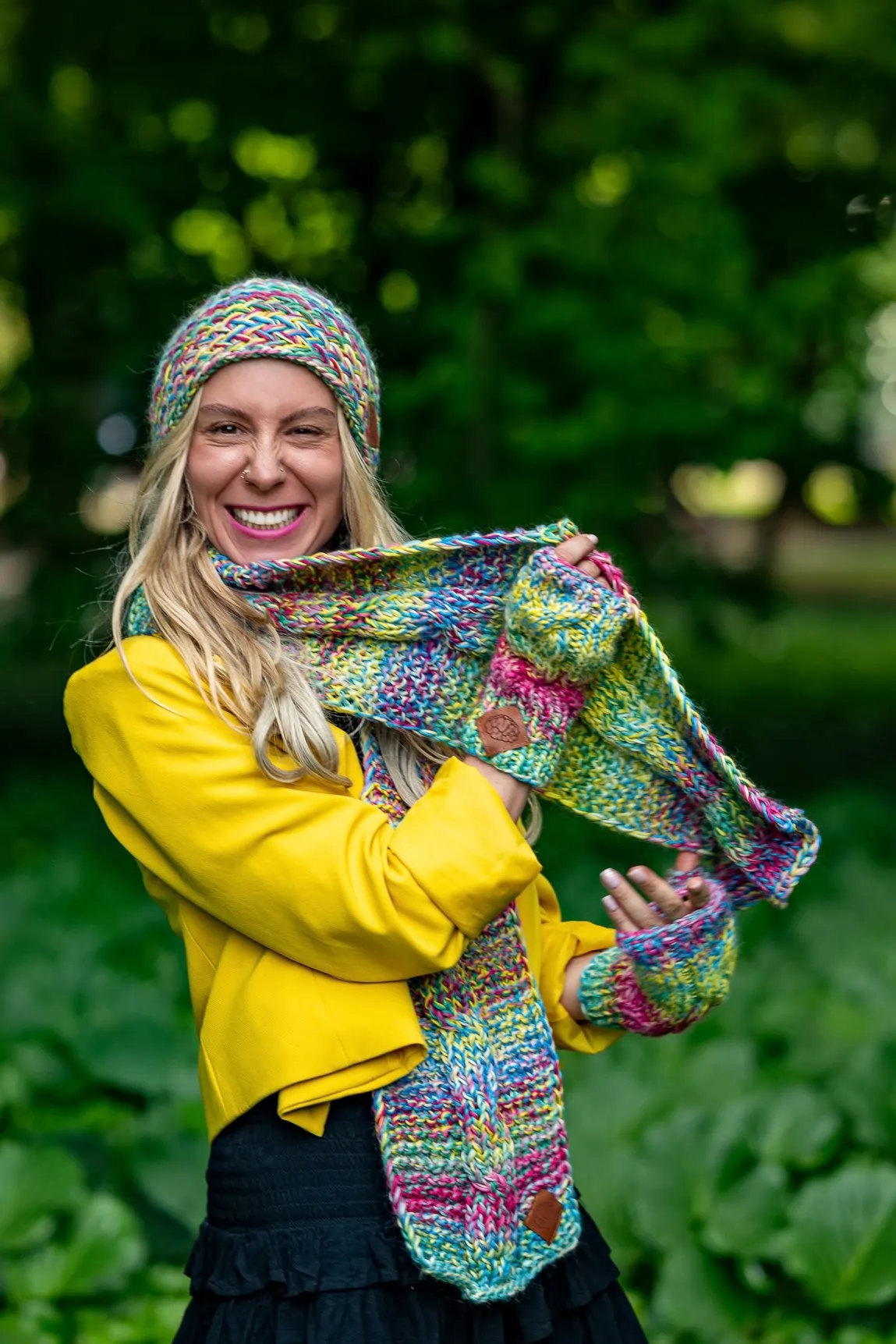 Mitenki MERINO 100% "Cukierki" 46 szal damski z merino
