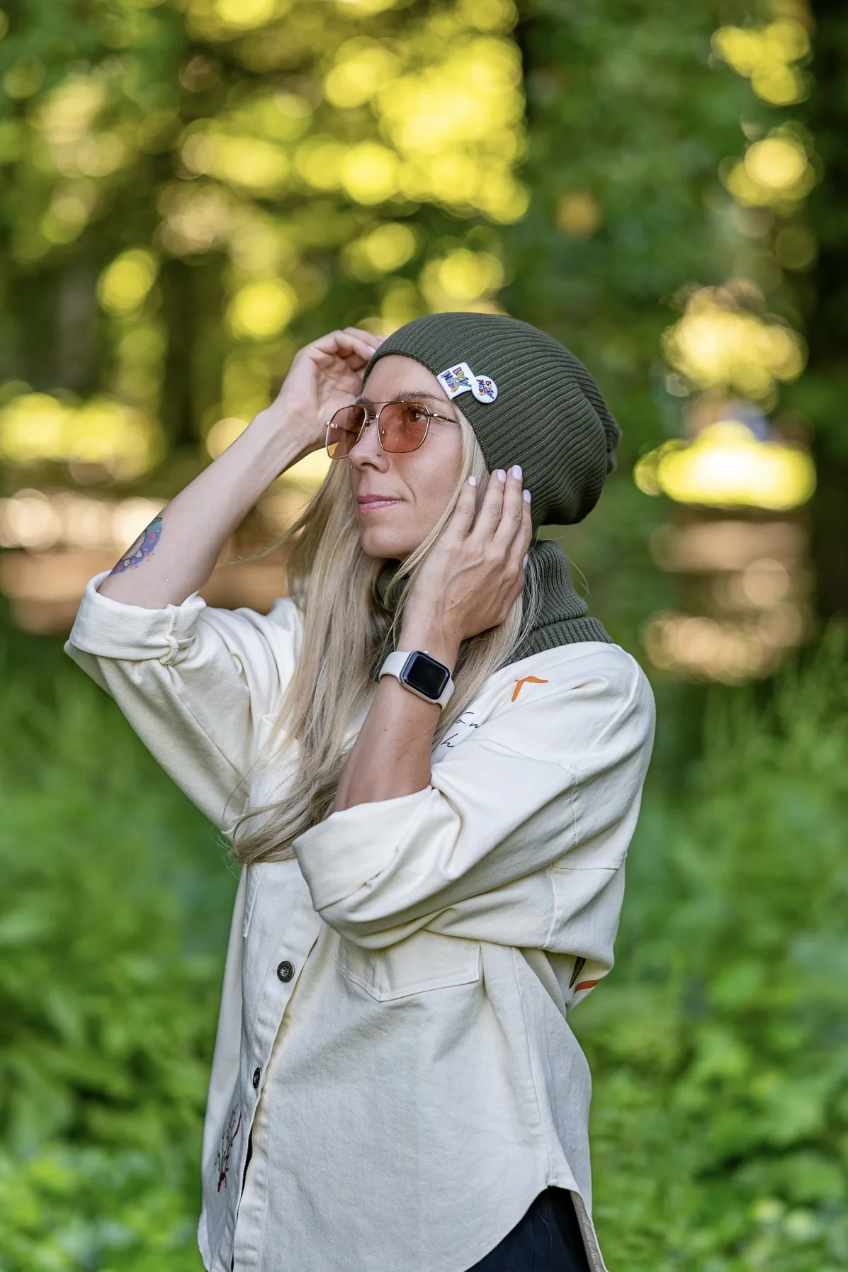 Damska czapka z bawełny logo kolorowe "Khaki Ciemny Zielony" 31 wielofunkcyjna czapka