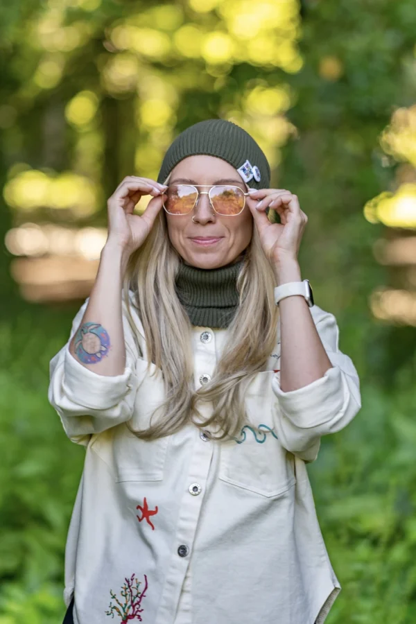 Bawełniany komin Damski "Khaki Ciemny Zielony”