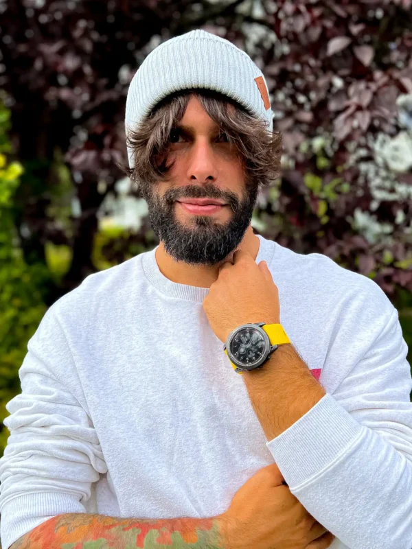 Męska bawełniana czapka beanie logo ekoskórka "Jasny szary" 10 Męska dokerka z bawełny, klasyczny fason szary
