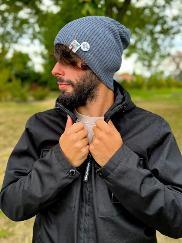 Męska luźna czapka z bawełny logo kolorowe "Ciemny szary" 15 Męska slouchy czapka, cotton ciemny szary