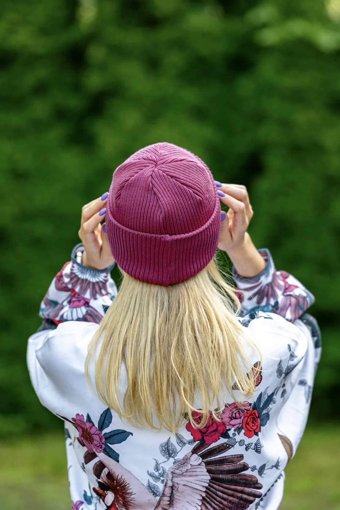 Czapka beanie MERINO logo kolorowe "Palona Malina" 20 damska czapka merino