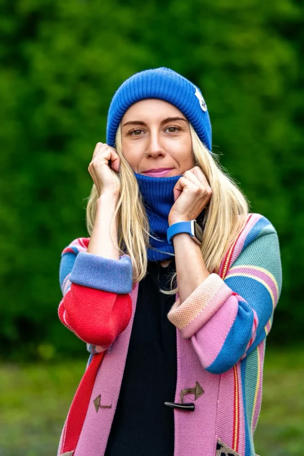kobaltowa czapka merino