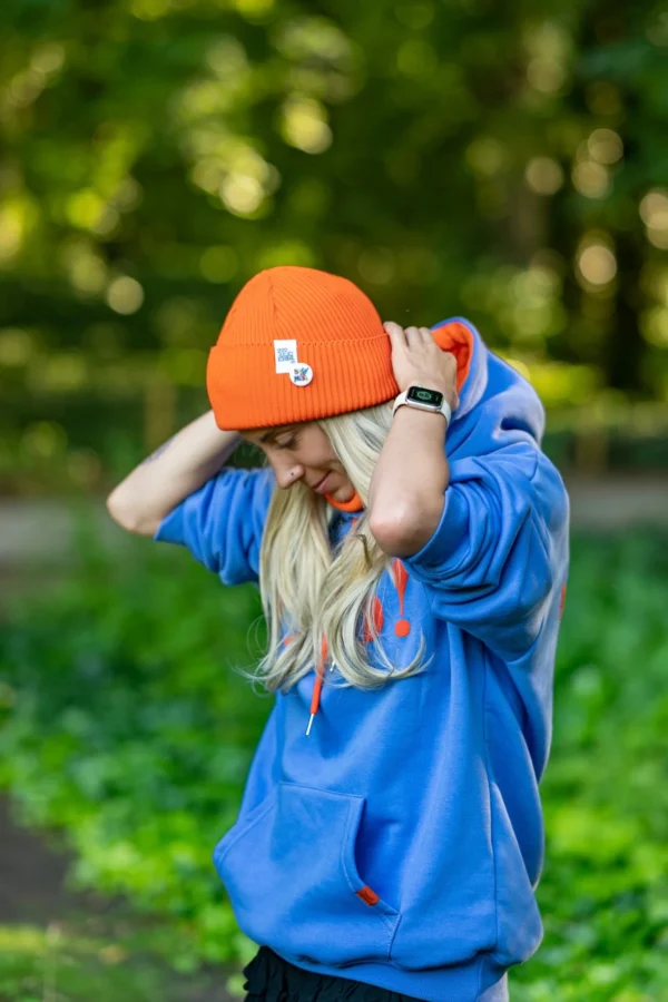 Czapka wywijana z bawełny logo kolorowe "Pomarańczowy" 9 krótka damska czapka