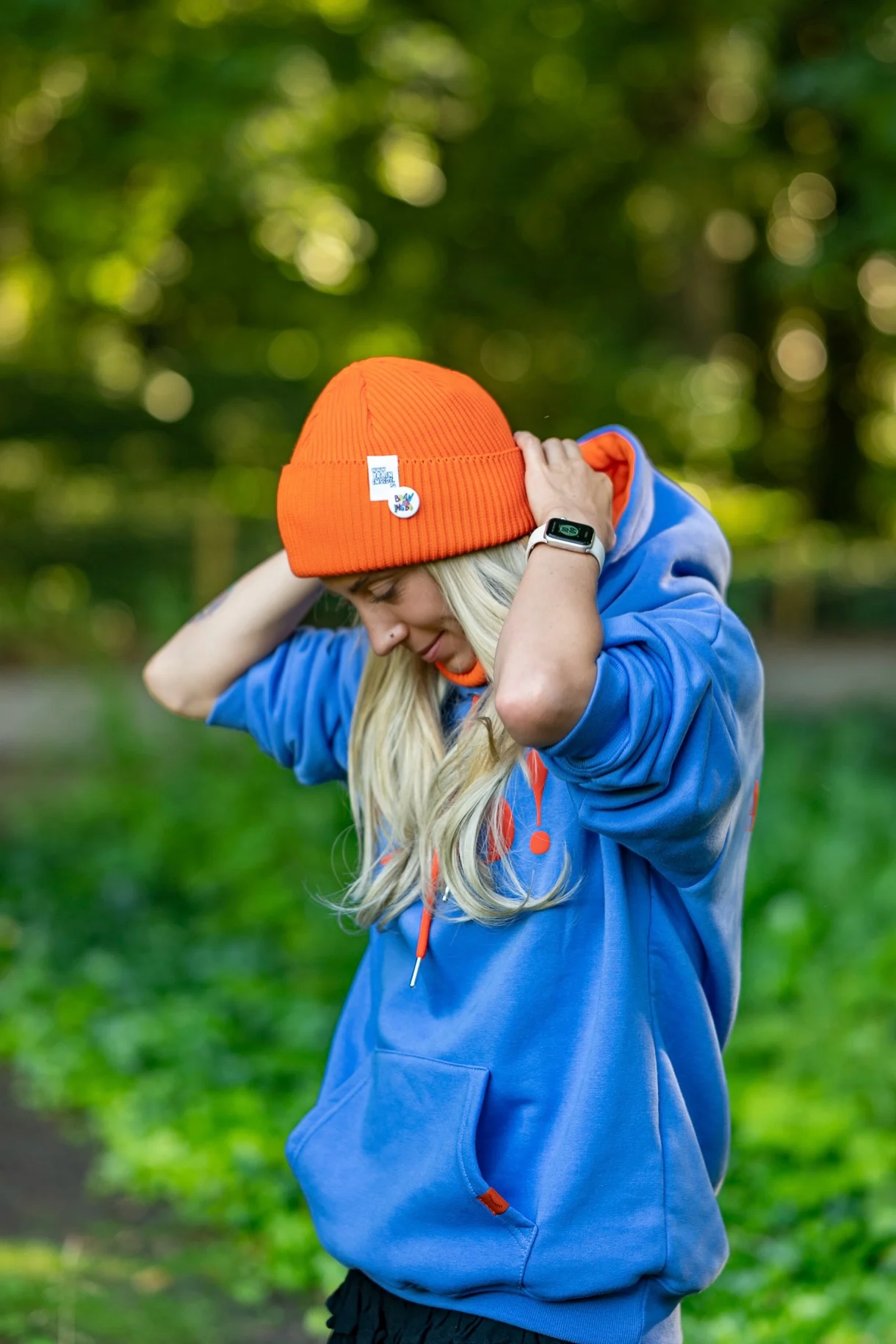 Czapka wywijana z bawełny logo kolorowe "Pomarańczowy" 13 krótka damska czapka
