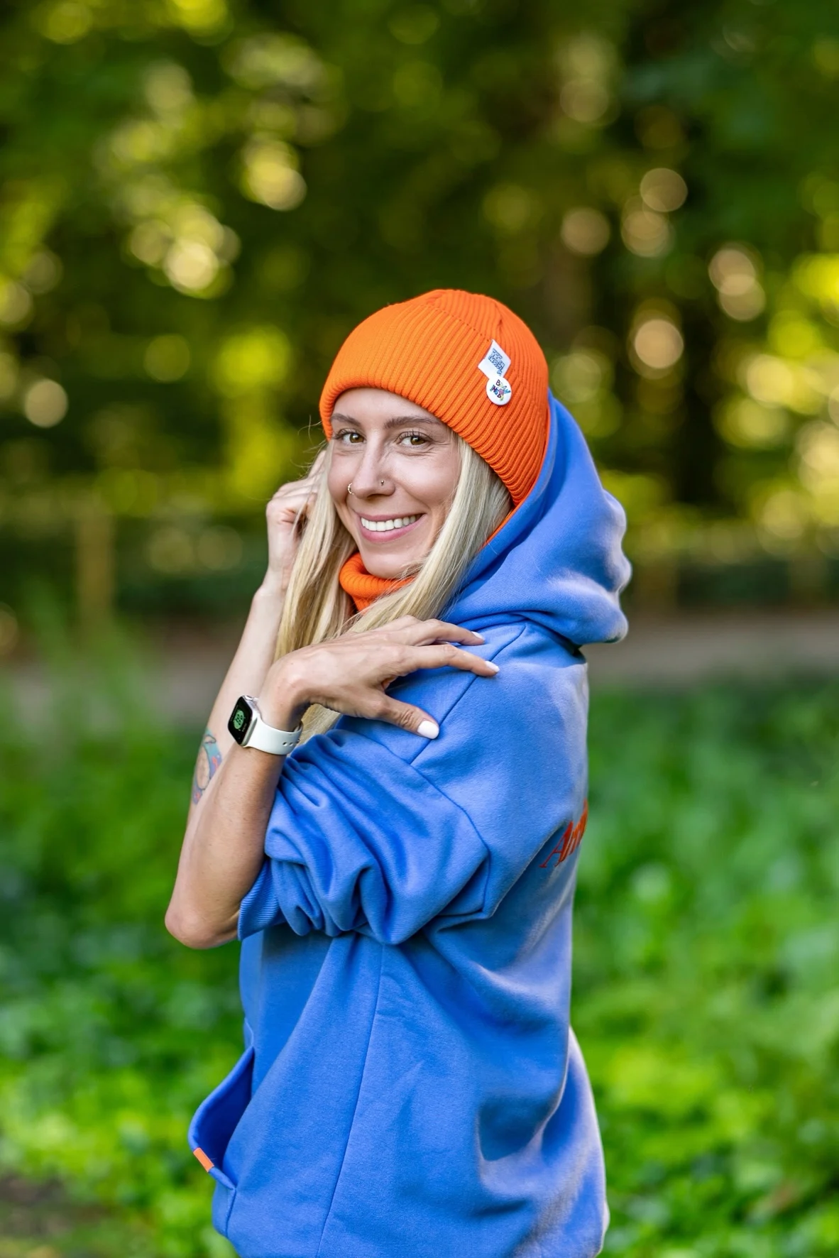 Czapka wywijana z bawełny logo kolorowe "Pomarańczowy" 76 modny zimowy buff