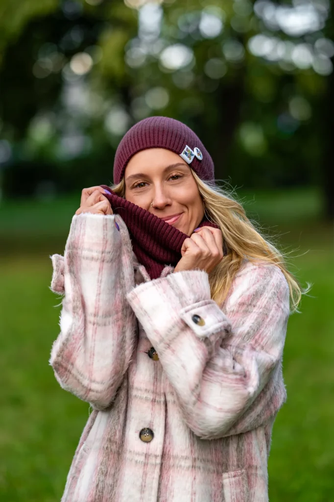 bordowy komplet merino