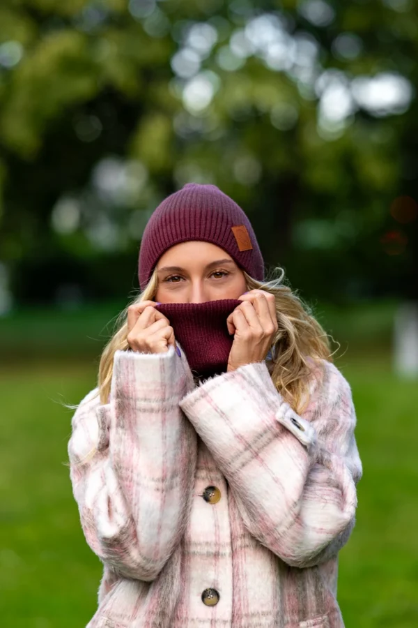 Damski komin MERINO "Bordo" 15 ciepła czapka merino