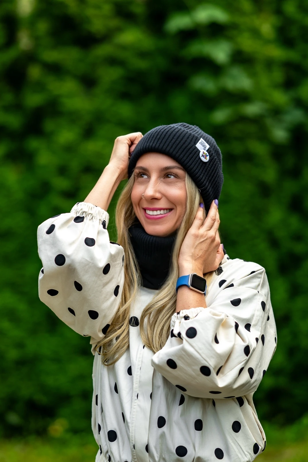 Czapka beanie MERINO logo kolorowe "Czarny" 34 czapka all season merino