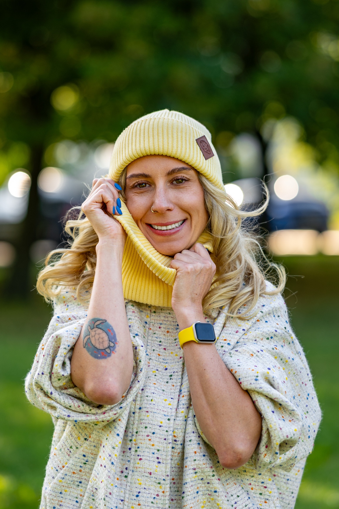Damski komin bawełniany "Banan" 57 czapka bawełniana beanie