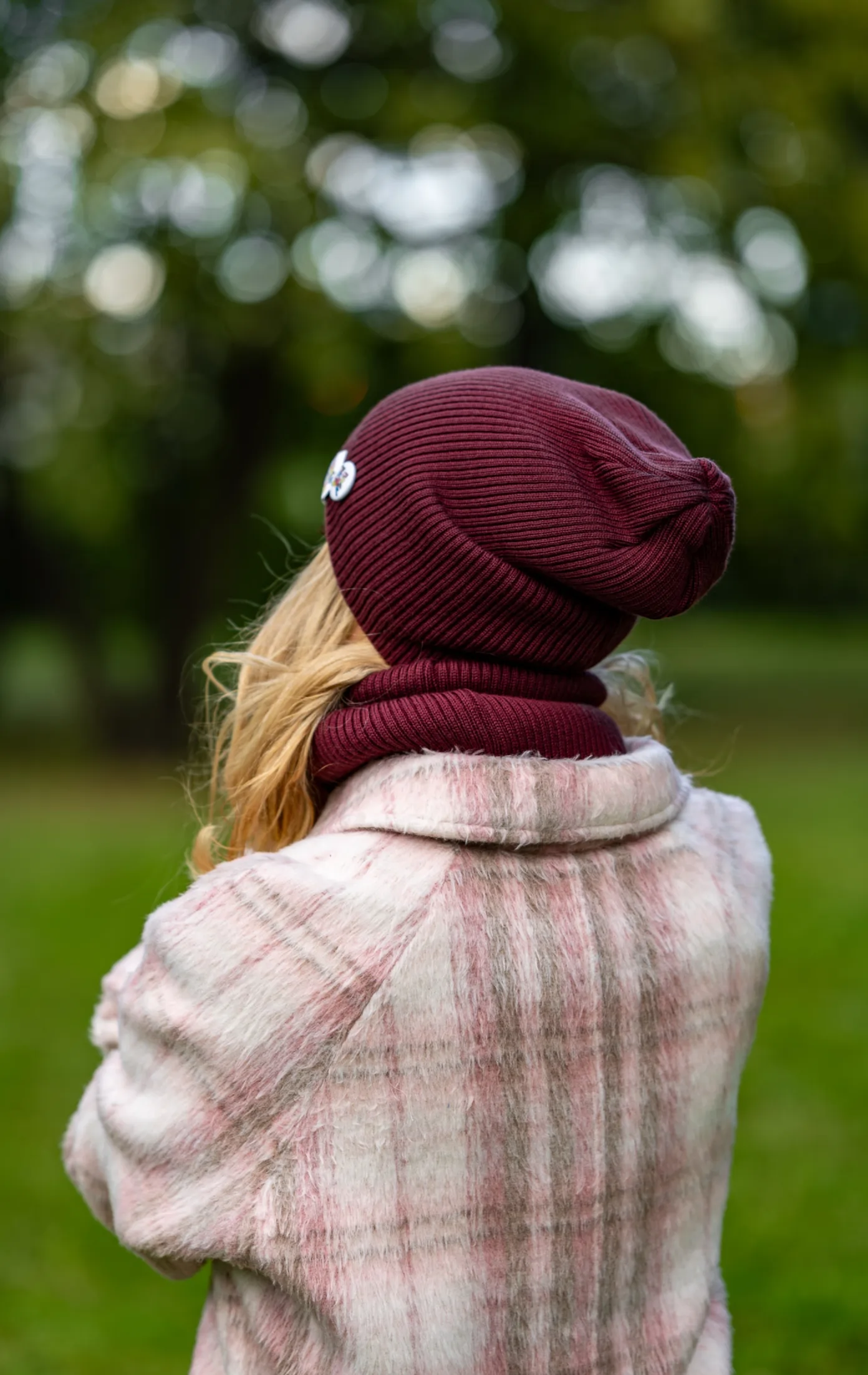 Czapka slouchy MERINO logo kolorowe "Bordo" 3 czapka beanie bordo