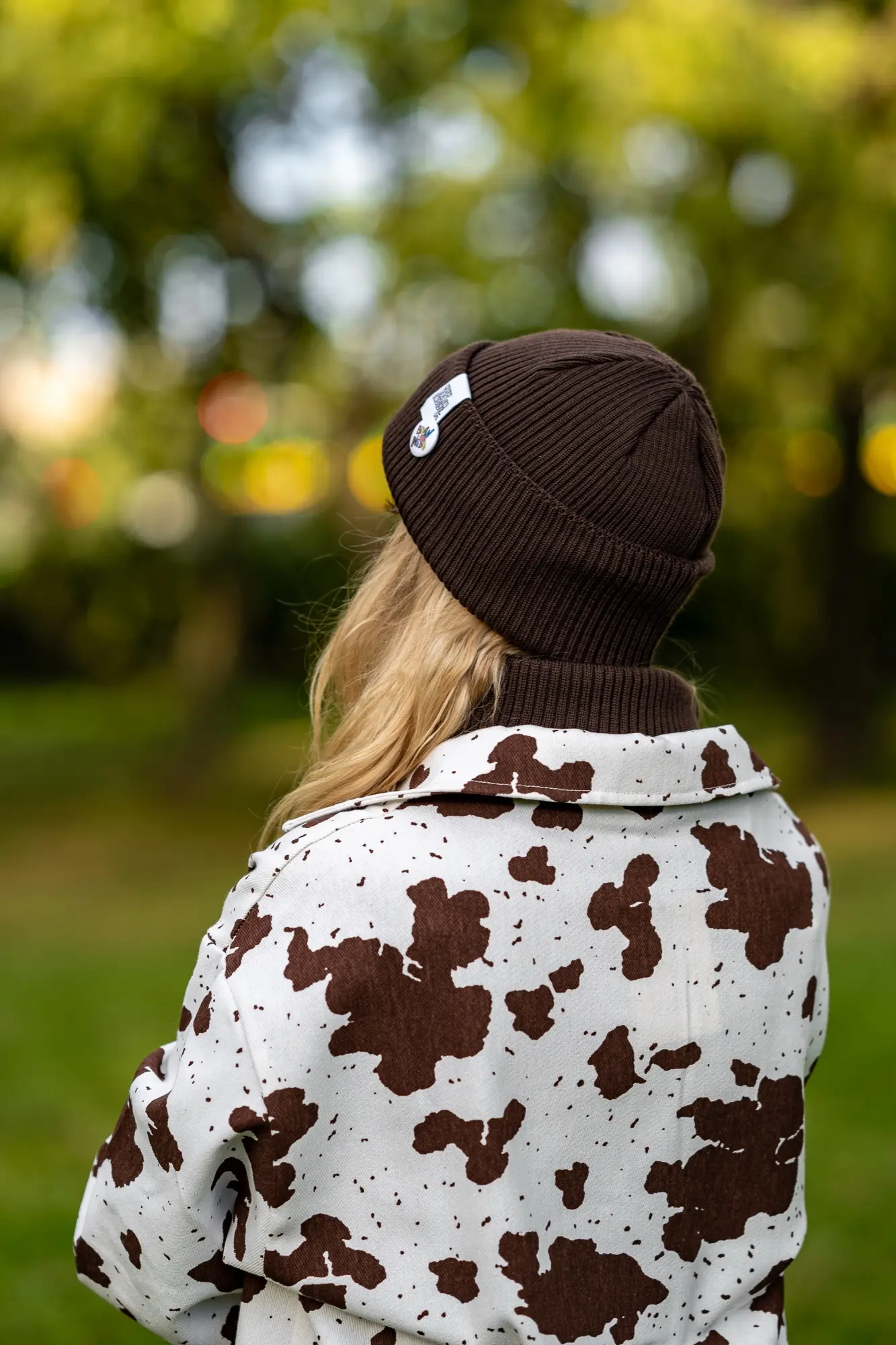 MERINO czapka wywijana logo kolorowe "Brąz" 25 czapka merino na zimę