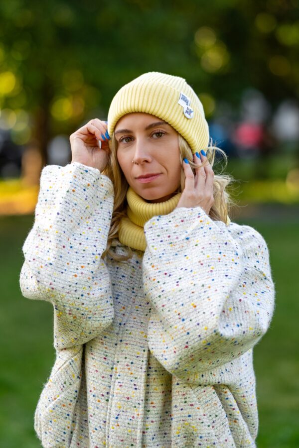 Czapka beanie bawełniana logo kolorowe "Banan" 11 jesienna czapka damska